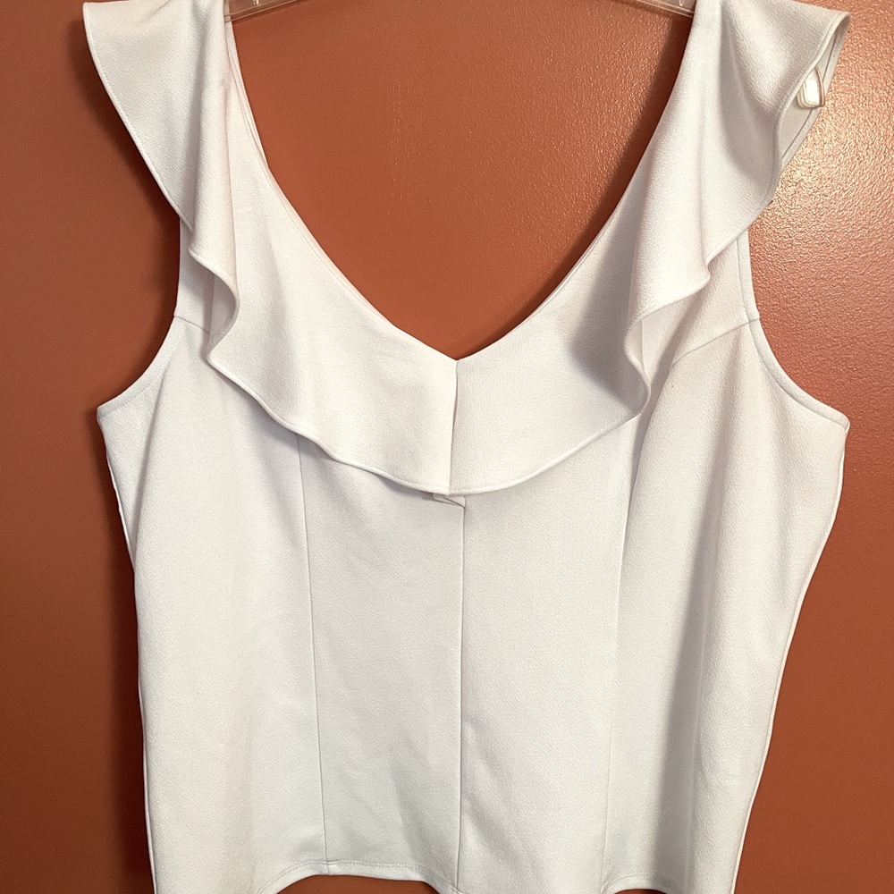 Blouse,White,Crop, Size XXL, BAR 111, Sleeveless